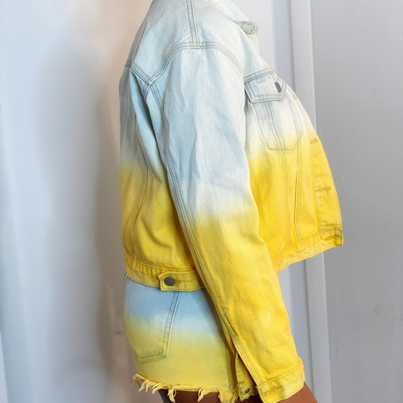 Ombré Yellow and Blue Jeans Jacket - Picture 3 of 5